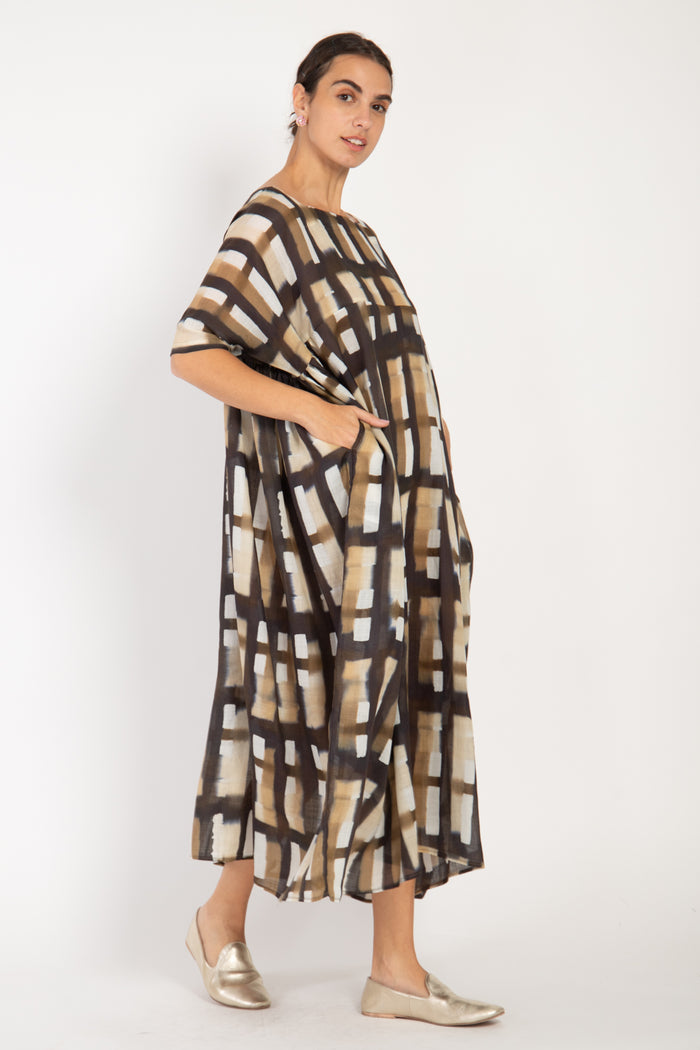 Jomaa Linen Brushstrokes Checks Dress