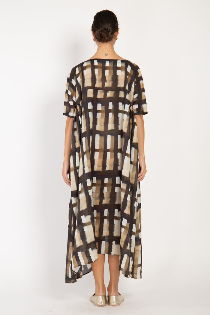 Jomaa Linen Brushstrokes Checks Dress