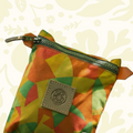 Forager Provisions LTD Journeyman Craft camo zipper pouch made from reclaimed fabric with a leather logo patch