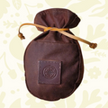 Forager Provisions LTD Journeyman Craft chestnut brown waxed canvas coffee pouch with a leather tie closure