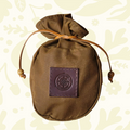 Forager Provisions LTD Journeyman Handcraft tan brown waxed canvas coffee pouch with leather tie cord closure