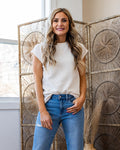 Justina Cloud Knit Short Sleeve Top - Color Options Available! Tres Bien Cream
