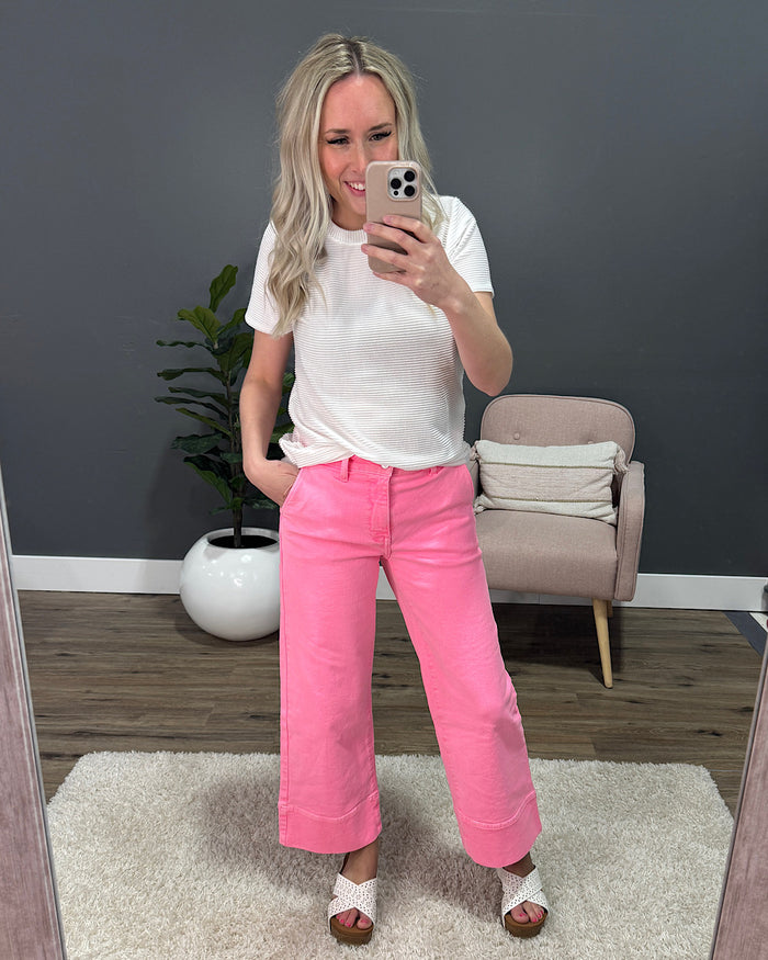 KanCan Jess Wide Leg Jeans - Neon Pink KanCan