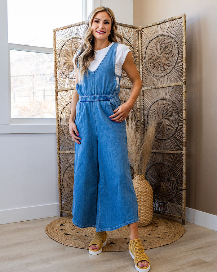 KanCan Sandria Cropped Wide Leg Overalls FINAL SALE KanCan