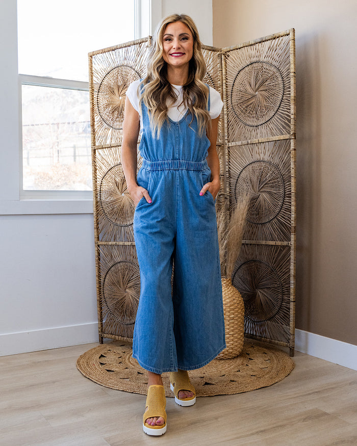 KanCan Sandria Cropped Wide Leg Overalls FINAL SALE KanCan