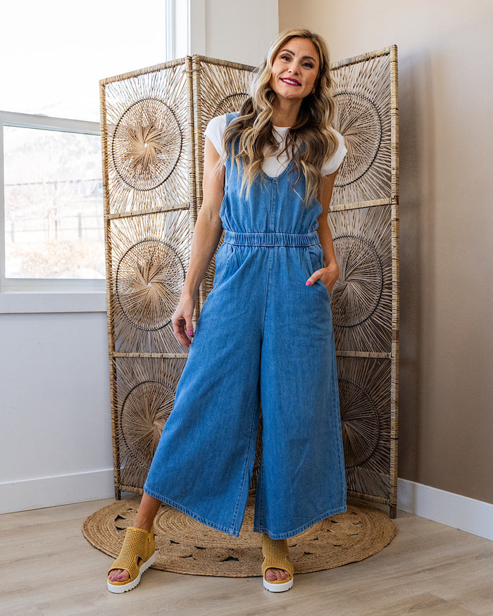 KanCan Sandria Cropped Wide Leg Overalls FINAL SALE KanCan