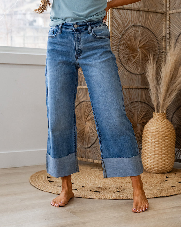 KanCan That Feeling Rolled Hem Wide Leg Jeans KanCan