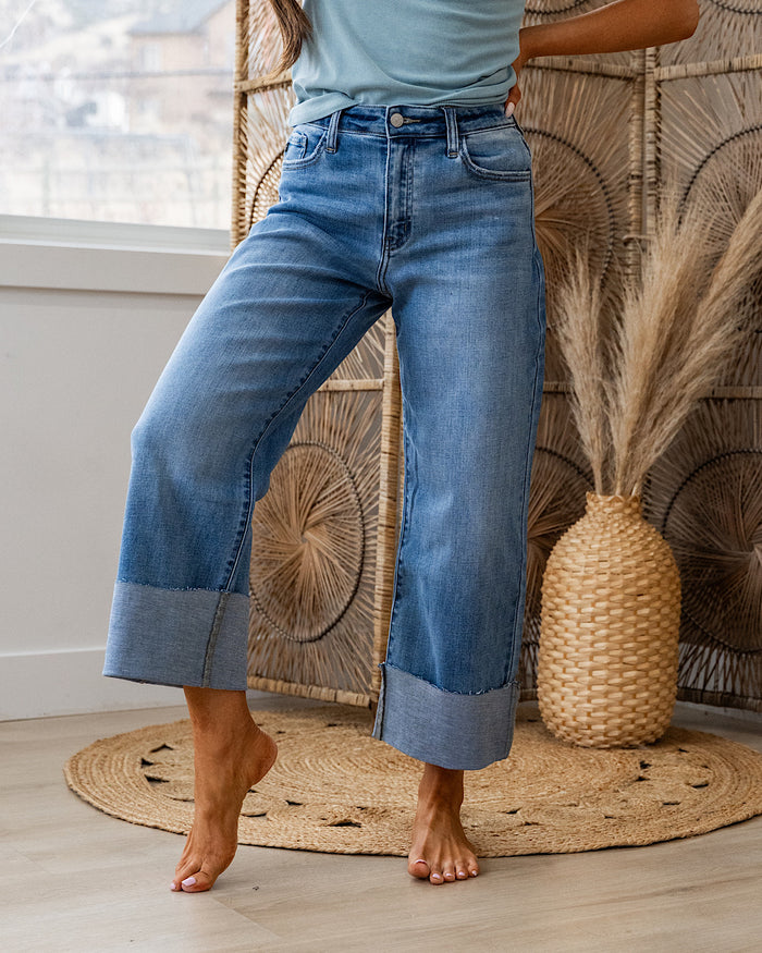 KanCan That Feeling Rolled Hem Wide Leg Jeans KanCan