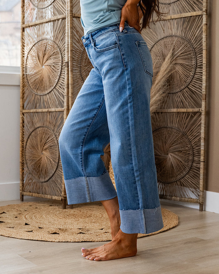 KanCan That Feeling Rolled Hem Wide Leg Jeans KanCan