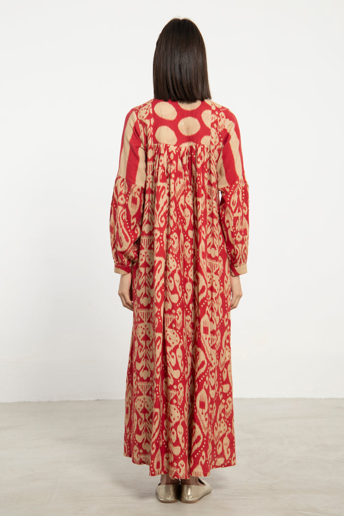 Katia Linen Red & Beige Dress