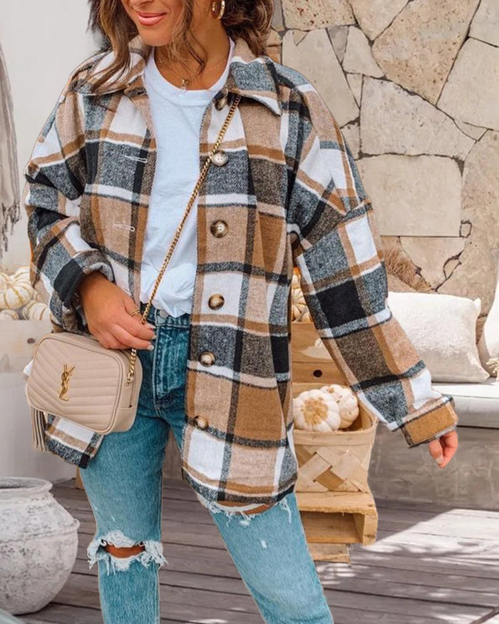 Kayla | Casual Plaid Button Jacket