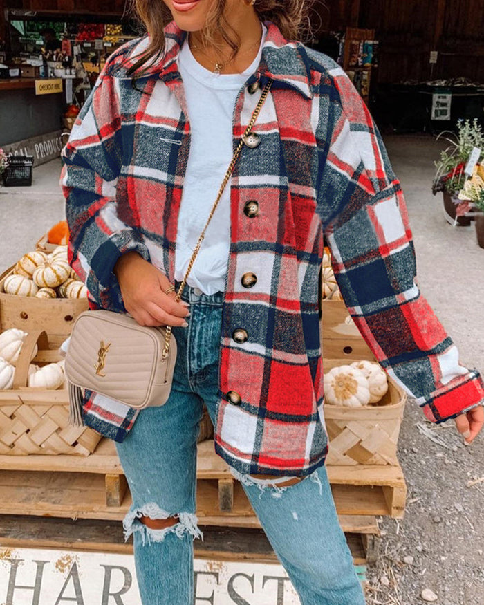 Kayla | Casual Plaid Button Jacket