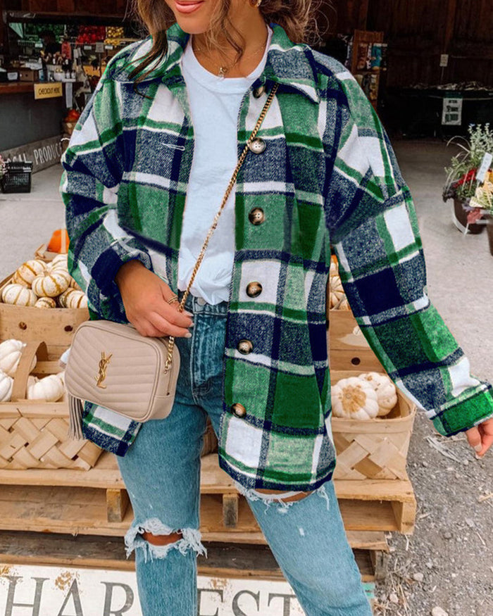 Kayla | Casual Plaid Button Jacket