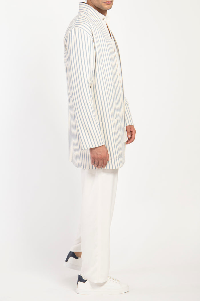 Khaled Cotton Striped Light Blue Jacket