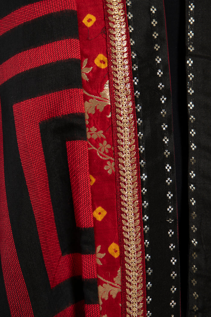 Khalida Cotton Red & Black Abaya
