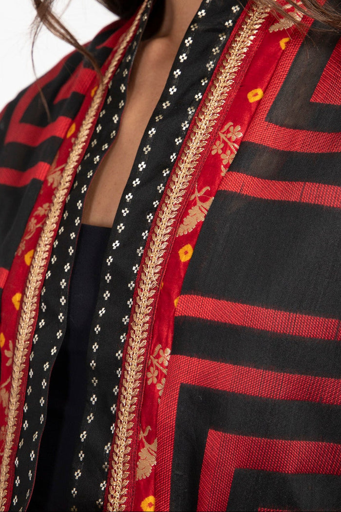 Khalida Cotton Red & Black Abaya