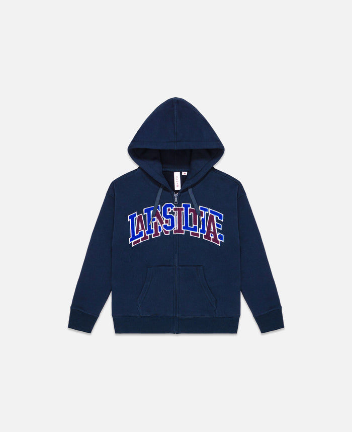 Kids Leslie Anita College Zip Up Hoodie (Navy)
