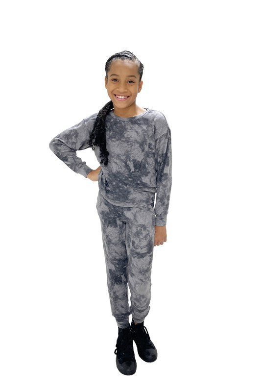 Kid's Lounge Set Black Tie Dye