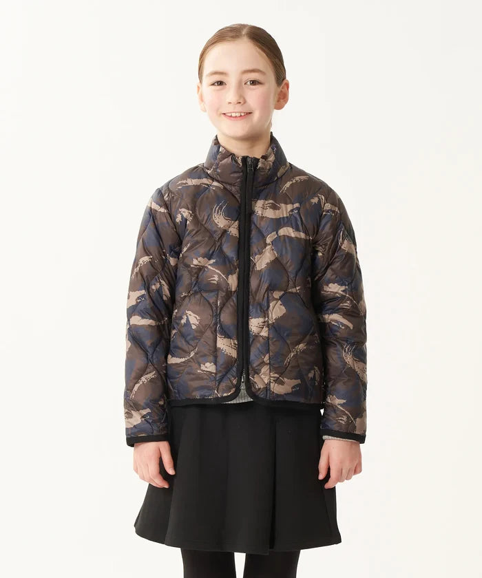 Kids Military Hi-Neck W-Zip Down Jacket (Soft Shell)