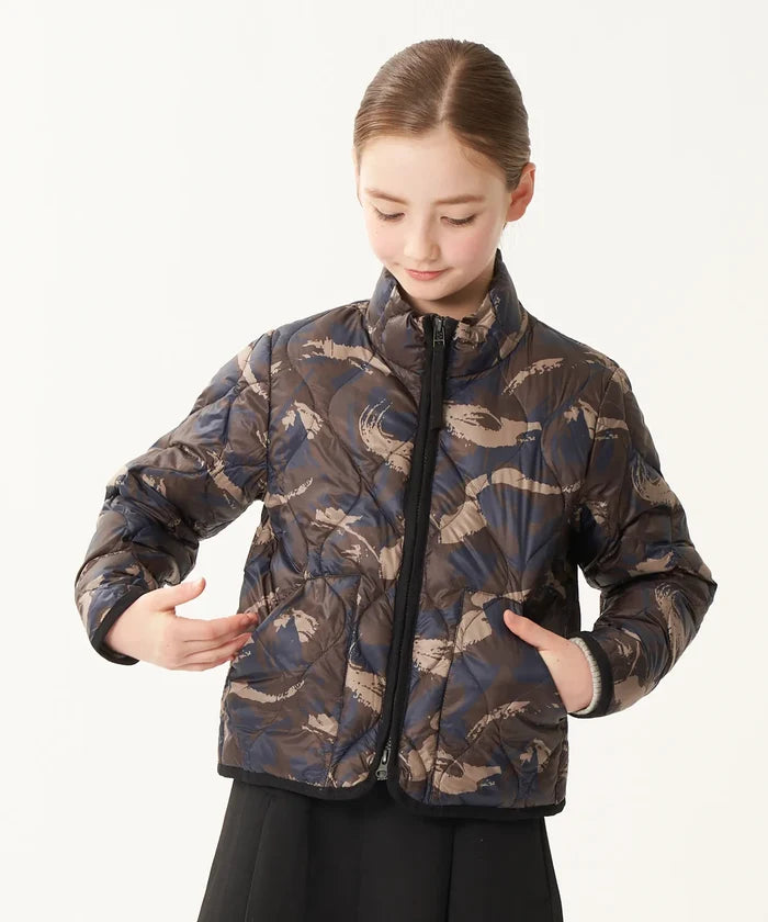 Kids Military Hi-Neck W-Zip Down Jacket (Soft Shell)