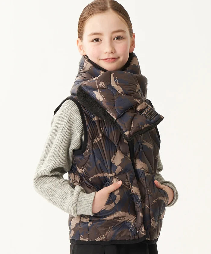 Kids Military Hi-Neck W-Zip Down Vest (Soft Shell)