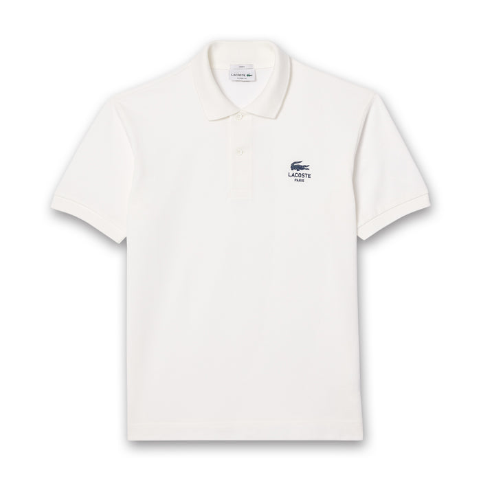 Lacoste - Classic Fit Signature Print Polo in White - Nigel Clare