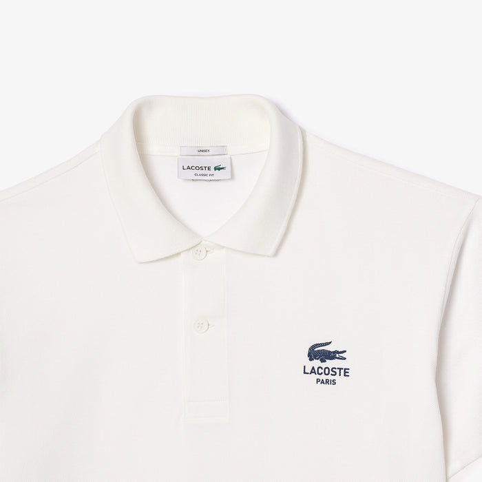 Lacoste - Classic Fit Signature Print Polo in White - Nigel Clare