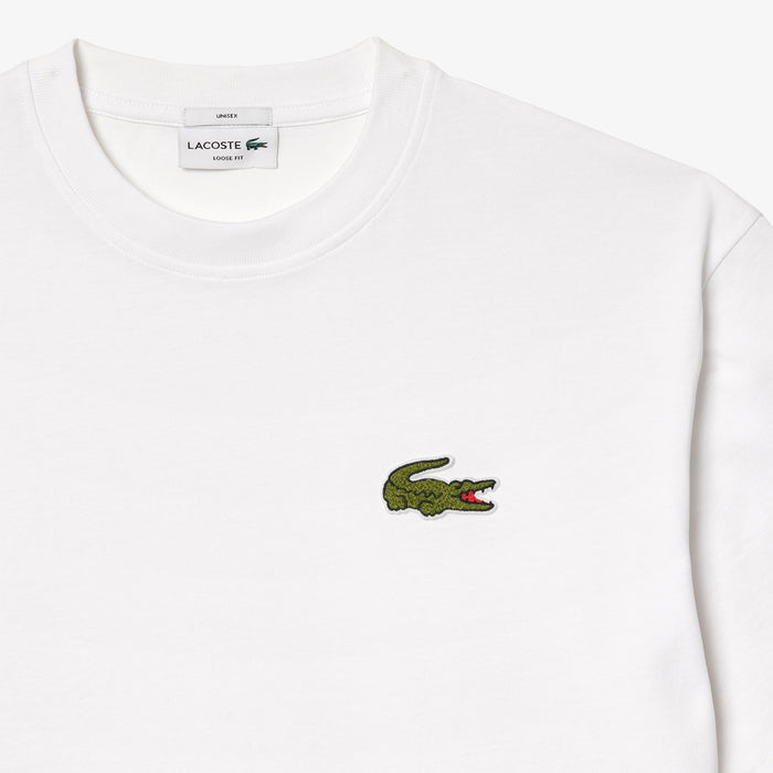 Lacoste - Loose Fit Heavy Cotton Badge T-Shirt in White - Nigel Clare