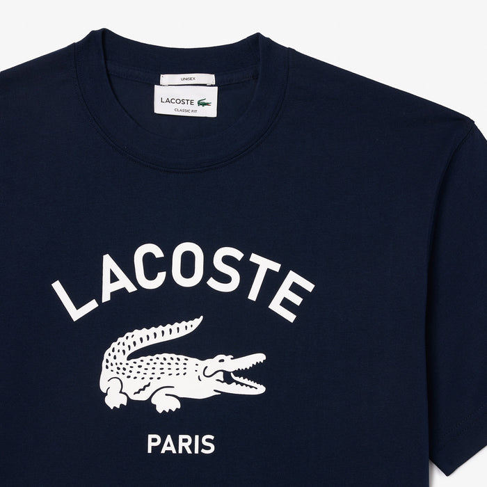 Lacoste - Signature Print Cotton T-Shirt in Navy - Nigel Clare