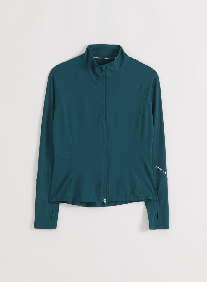 aim'n Running Zip Long Sleeve -paidan etupuoli turkoosissa Lagoon-värissä