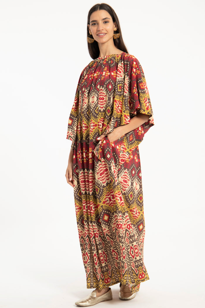 Lamis Cotton Silk Ikat Dress