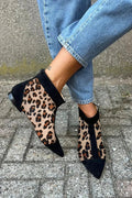 LEOPARD PRINT ANKLE BOOT WITH POINTED TOE