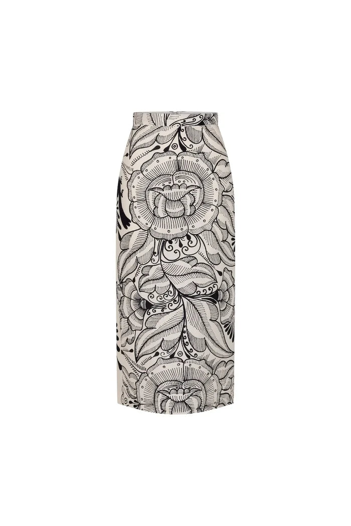 Lexi Skirt - B.R.B Print Ivory Black
