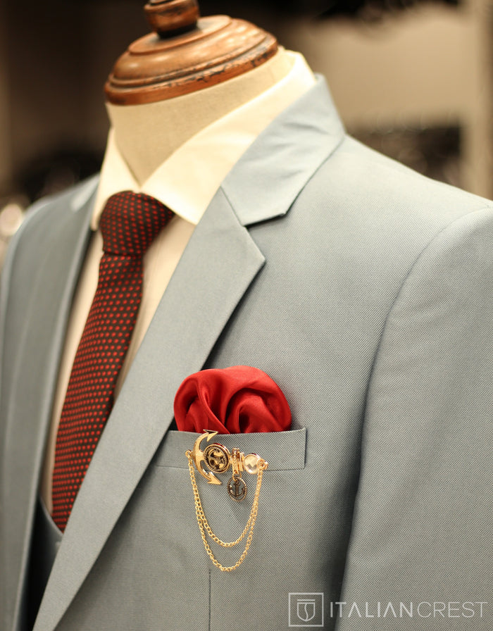 Light Blue 3-Piece Notch Lapel Suit