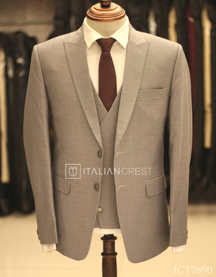 Light Blue 3-Piece Peak Lapel Suit