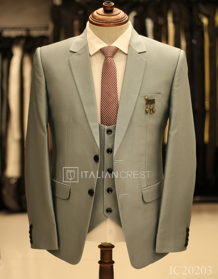 Light Green 3-Piece Notch Lapel Suit