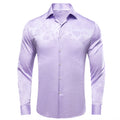 Lilac Purple Floral Silk Men's Long Sleeve Shirt-1645 - SimonVon Shop