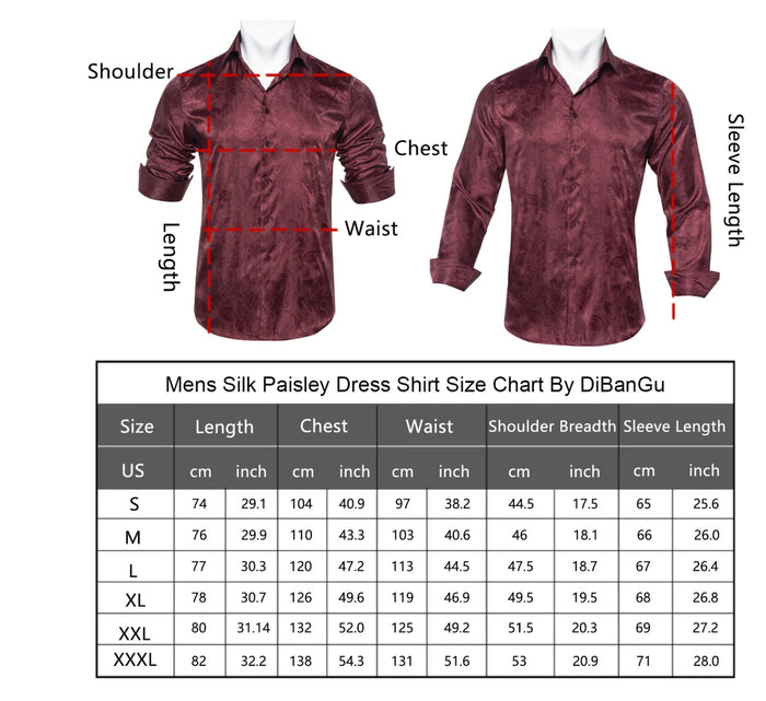 Lilac Purple Floral Silk Men's Long Sleeve Shirt-1645 - SimonVon Shop