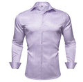 Lilac Purple Solid Silk Men's Long Sleeve Dress Shirt-CY-0552 - SimonVon Shop