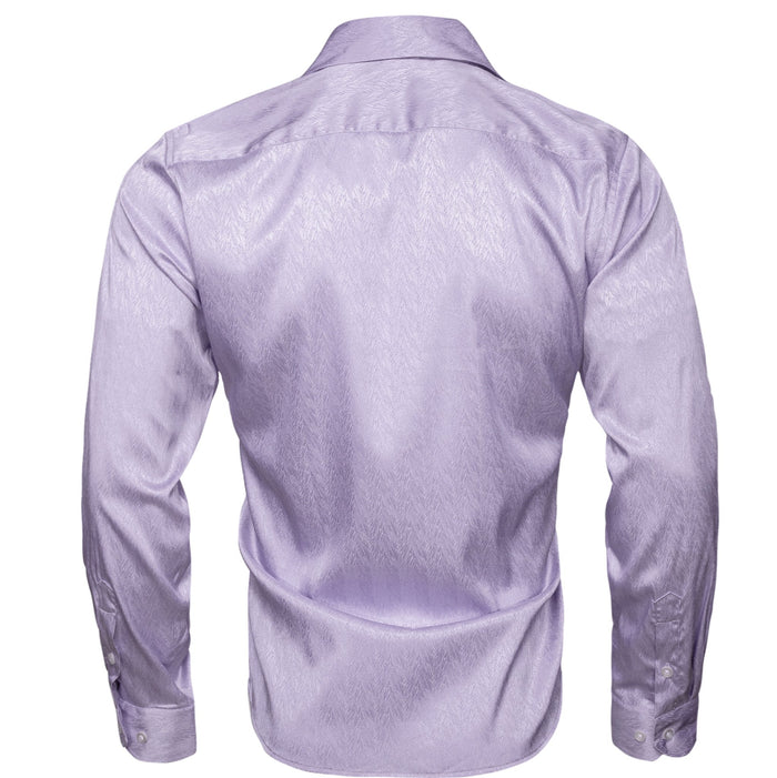 Lilac Purple Solid Silk Men's Long Sleeve Dress Shirt-CY-0552 - SimonVon Shop