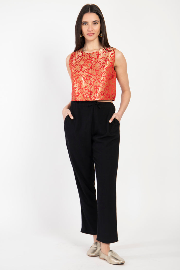 Lili Silk Brocade Red Gilet