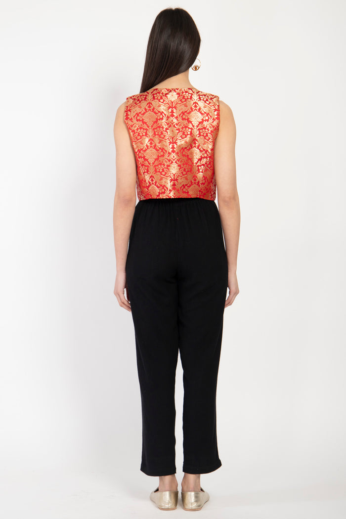 Lili Silk Brocade Red Gilet