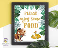 Lion King Themed Baby Shower or Birthday Party Signs - Enjoy Some Food - Jolly Owl Designs