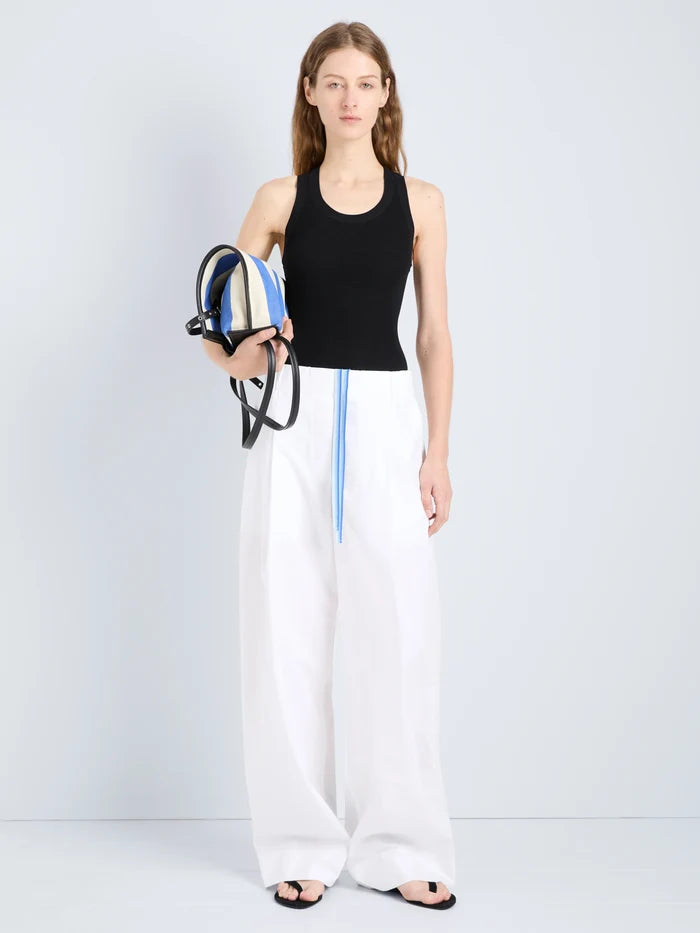 Lissia Pant in Classic Cotton Shirting - Optic White