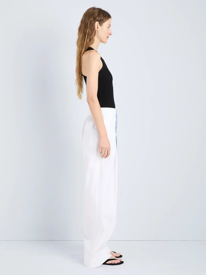 Lissia Pant in Classic Cotton Shirting - Optic White