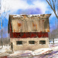 RED BARN IN SNOW