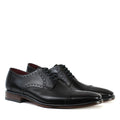 Loake - Foley Black Leather Semi Brogue Derby Shoes - Nigel Clare