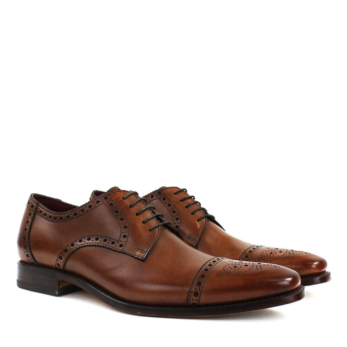 Loake - Foley CD Semi-Brogue Derby Shoes in Hazelnut - Nigel Clare