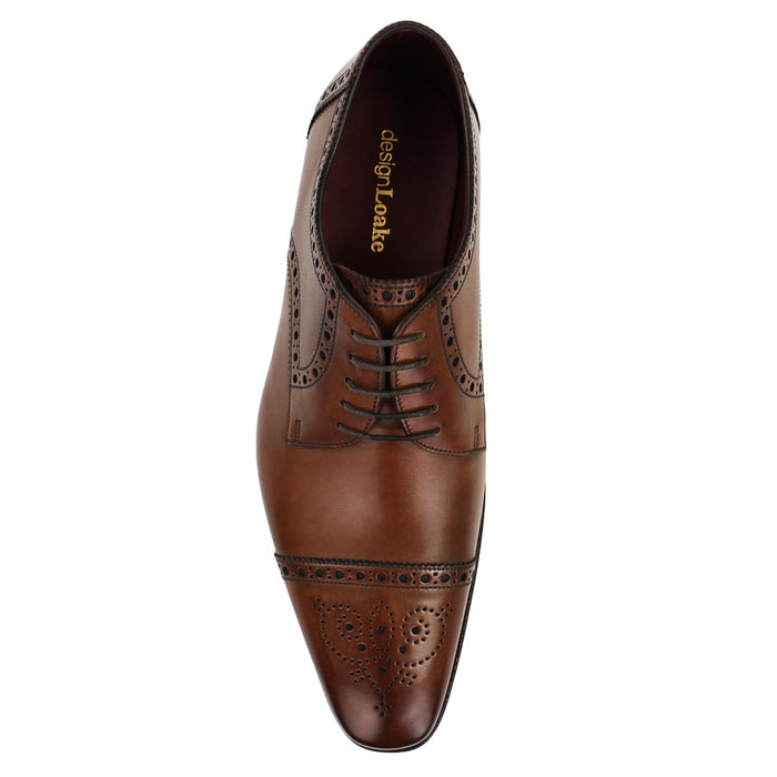 Loake - Foley CD Semi-Brogue Derby Shoes in Hazelnut - Nigel Clare
