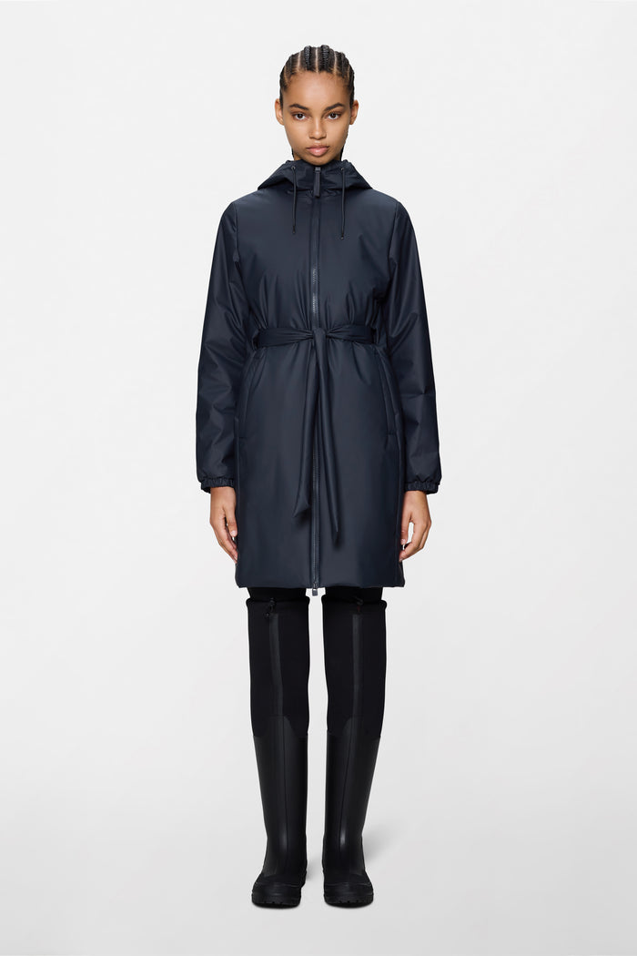 RAINS Lohja Long Insulated Curve Jacket Navy Jacket
